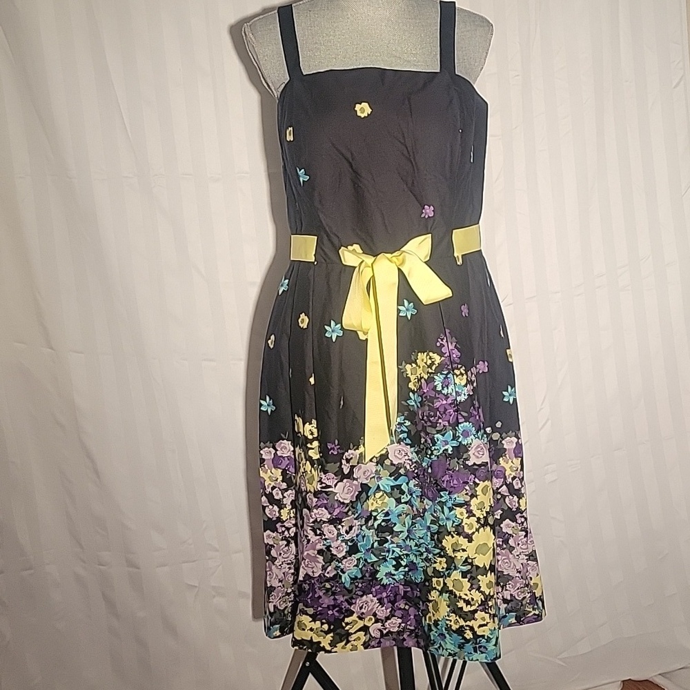 Madison Leigh Women Black Floral Sleeveless Midi Dress, Size: 12